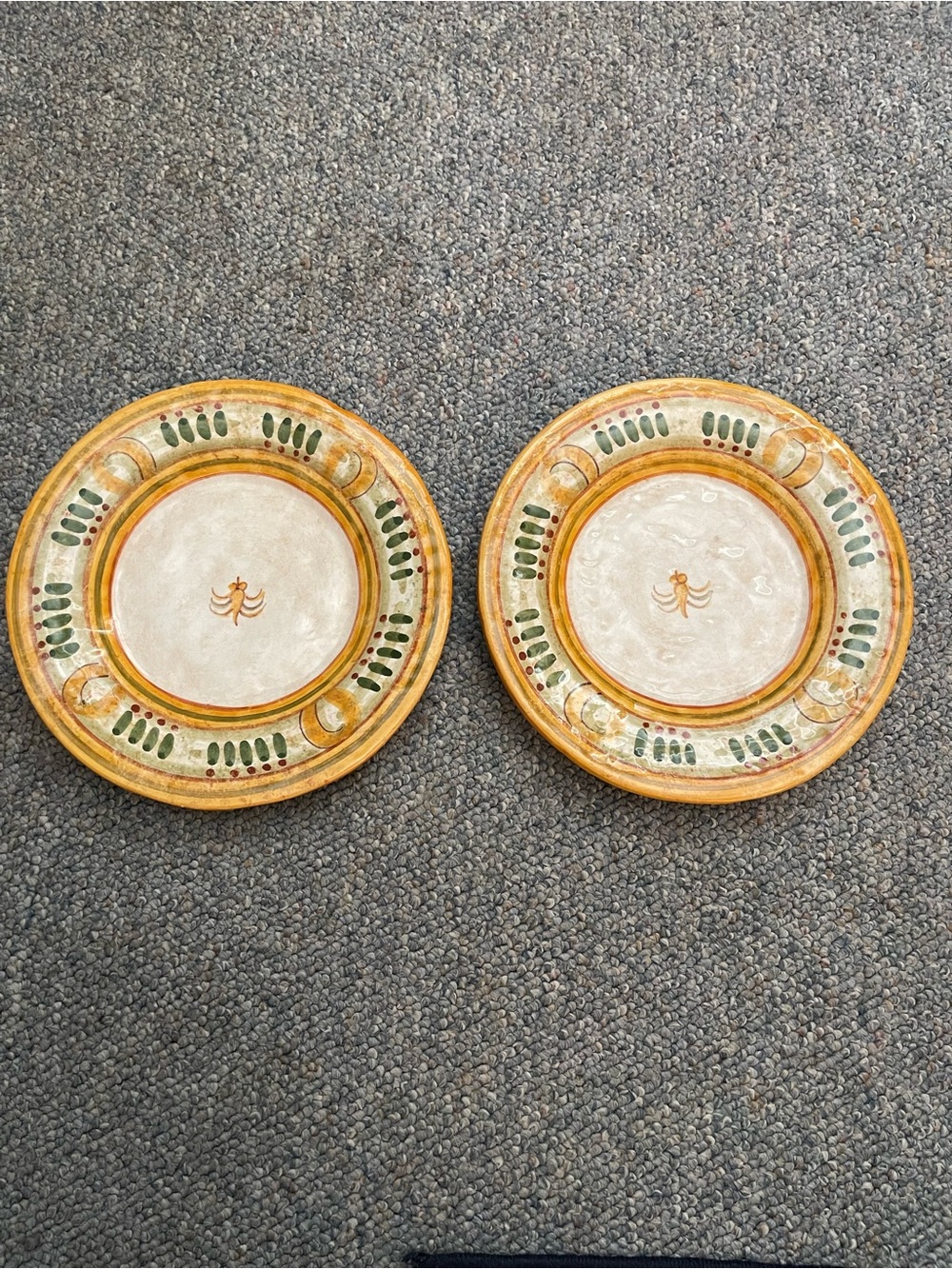 Rare VIETRI Italy Contrada Handpainted Ceramic Salad Plate 8.5”- Set of two